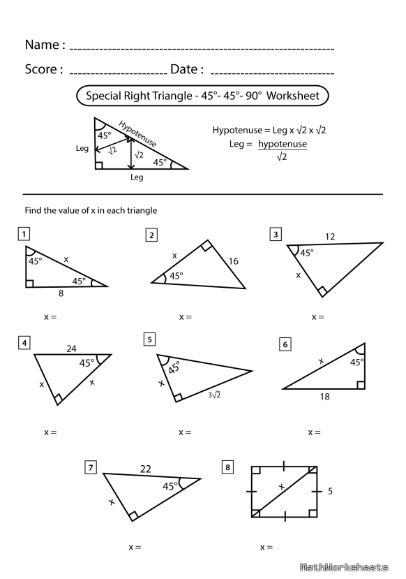 Hình ảnh - special-right-triangles-exercises-printable-geometry-worksheets